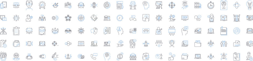 Professional contacts line icons collection. Nerking, Connections, Colleagues, Referrals, Collaboration, Alliances, Partnerships vector and linear illustration. Generative AI