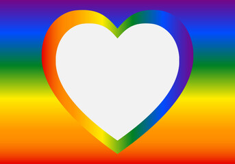  Corazón blanco con marco y fondo con los colores de la bandera LGTBI