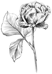 Fototapeta premium Rose flower isolated on white. hand drawn vintage illustration.