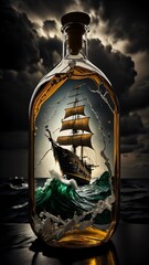 Pirate Ship in a glass bottol 