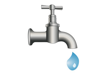 Sequía. Grifo de metal con gota de agua cayendo. Escasez de agua. 