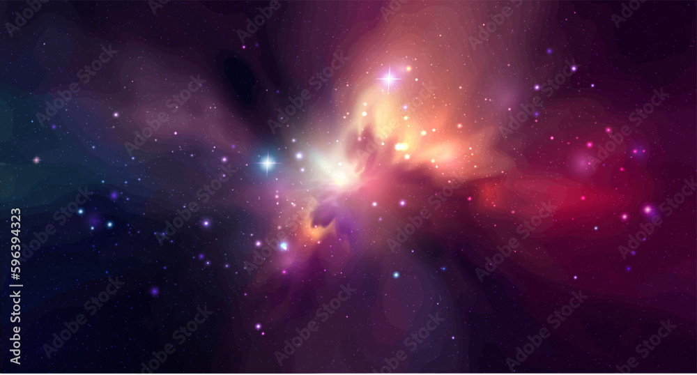 Wall mural space vector background with realistic nebula and shining stars. magic colorful galaxy with stardust