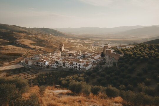 Valverde del Camino, a Spanish town in the Andalusia region against a backdrop. Generative AI