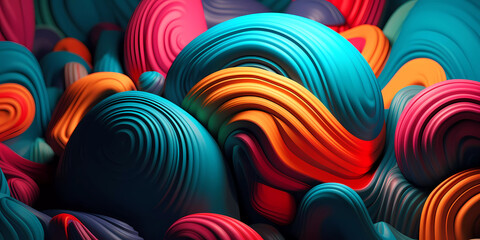 3D abstract backgrounds, wave forms, multi color