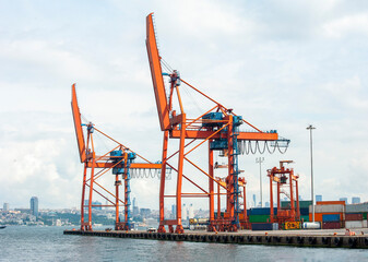 haydarpasha port cargo ship in harbor, istanbul turkey