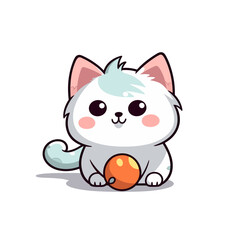 colorful cute kitty cat sitting playing ball