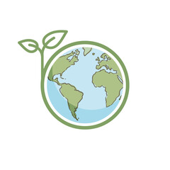 Planet earth icon with leaf protecting it. Save the world, eco-friendly symbol. Protect the environment.