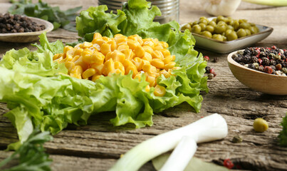 Canned corn, peas, beans