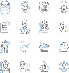 Fototapeta premium Subscriber pleasure line icons collection. Gratification, Delight, Joy, Contentment, Satisfaction, Bliss, Ecstasy vector and linear illustration. Pleasure,Enjoyment,Happiness outline Generative AI