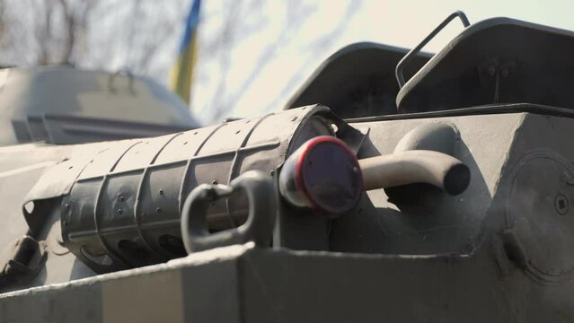 Armoured personnel carrier barrel close up