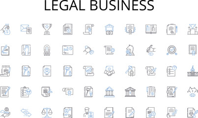 Fototapeta na wymiar Legal business line icons collection. Productivity, Efficiency, Management, Organization, Accountability, Workflow, Collaboration vector and linear illustration. Generative AI