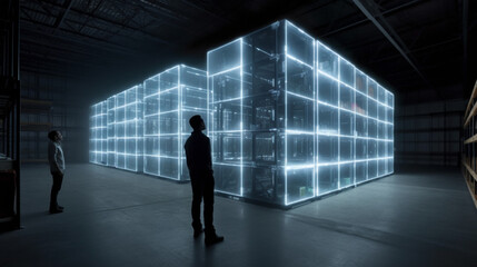 Fototapeta premium Intelligent and digitalized Warehouse and Logistic Concept
