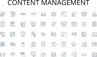 Content management line icons collection. Mentoring, Directing, Steering, Navigating, Supervising, Instructing, Leading vector and linear illustration. Coaching,Advisory,Counseling Generative AI