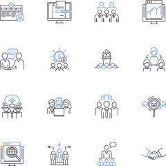 Mutual support line icons collection. Encouragement, Empathy, Unity, Trust, Compassion, Collaboration, Solidarity vector and linear illustration. Community,Bonding,Interdependence Generative AI