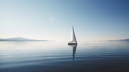 Foto auf Alu-Dibond  a sailboat floating in the middle of the ocean on a sunny day.  generative ai © Oleg