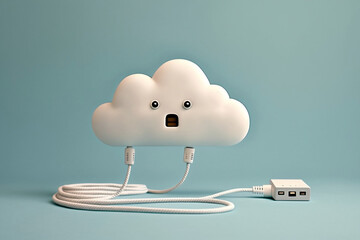 White cloud with connecting USB cables, Generative AI