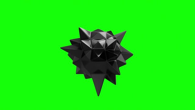 Abstract black ferrofluid star. Abstract sphere with rays on a green background. 4k seamless loop