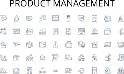 Product management line icons collection. Harvest, Crop, Irrigation, Cultivation, Fertilizer, Plowing, Livestock vector and linear illustration. Horticulture,Farming,Harvesting outline Generative AI