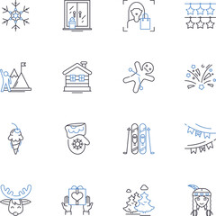 Sub-zero line icons collection. Icy, Cold, Freezing, Chill, Frosty, Snowy, Glacial vector and linear illustration. Arctic,Frozen,Bitter outline signs set Generative AI