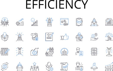 Efficiency line icons collection. Speediness, Productiveness, Promptness, Competence, Proficiency, Agility, Quickness vector and linear illustration. Swiftness,Effectualness,Powerfulness Generative AI