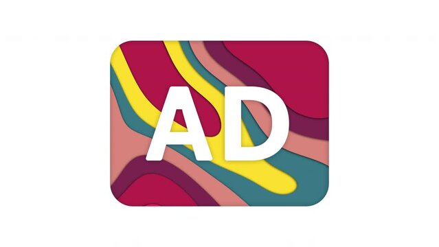 Multi-colored icon audio description with colored spots floating inside. Looped from frame 120 to 839, Alpha BW at the end