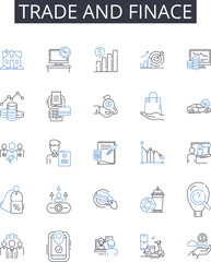 Trade and finace line icons collection. Commerce, Business, Transactions, Exchange, Barter, Market, Investing vector and linear illustration. Banking,Economics,Capital outline signs set Generative AI