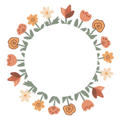 Boho floral design element clipart. Isolated decorative hand drawn flower doodle icon. Gender neutral earthy colors.