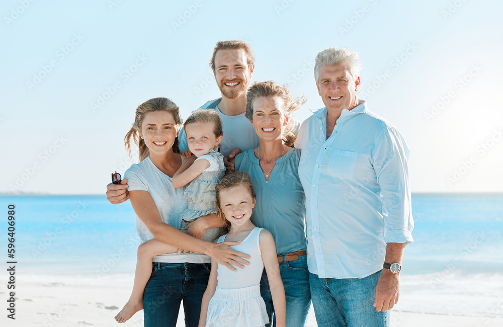 Poster every day with them is magical. shot of a multi-generational family spending the day at the beach.