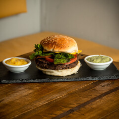 hamburger on a plate