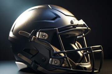 Sleek 3D-rendered American football helmet. Generative AI