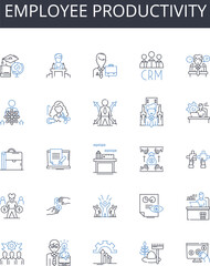 Employee productivity line icons collection. Job satisfaction, Work efficiency, Labor output, Staff efficiency, Performance potential, Workforce productivity, Task proficiency vector and Generative AI