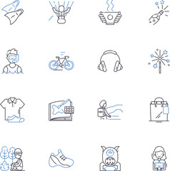 Fototapeta premium Fun line icons collection. Playful, Amusing, Lively, Jovial, Frolicsome, Exciting, Joyful vector and linear illustration. Cheerful,Festive,Entertaining outline signs set Generative AI