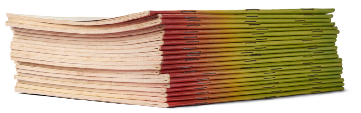 stack of paperback thin books or booklets isolated, selective focus cut out