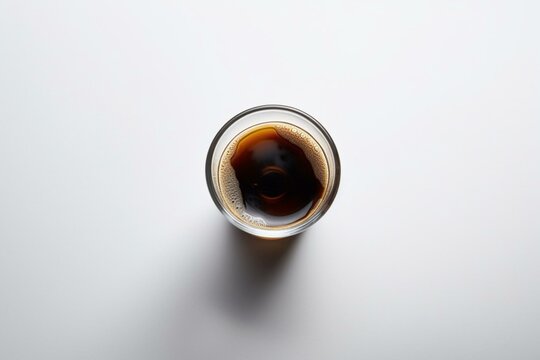 A single shot of espresso on a white background. Generative AI