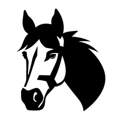 Fototapeta premium Horse head black silhouette isolated on white background. Vector illustration