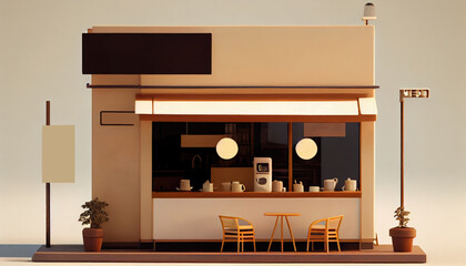 Cafe model minimal style. Generative Ai