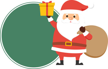 Vector illustration: Design template of banner with Santa Claus. Cartoon scene.