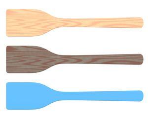 Wooden solid turner or kitchen utensils on white background.
