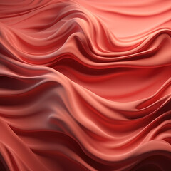 Fototapeta premium Red Wave Silk Fabric. Abstract Background