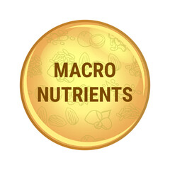 Vector yellow icon or symbol of macro nutrients or macronutrients isolated on white background. carbs or carbohydrates, proteins, and fats needed in large quantities, they provide the body with energy
