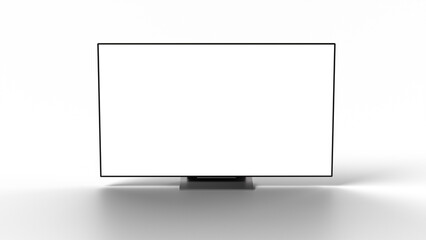 3D Redering of Smart TV with transparent screen in front of transparent backdrop.