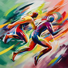 Sport abstract colors forms movement one Generative AI