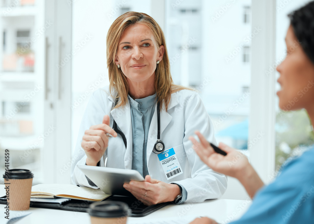 Aufkleber shell always listen to what you have to say. shot of a group of doctors in a meeting at a hospital.
