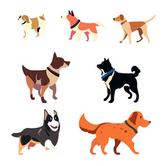 Several dogs vector with white background