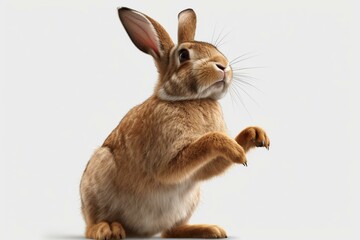 Cheerful Easter rabbit shows approval, isolated on transparent background. .png. Generative AI