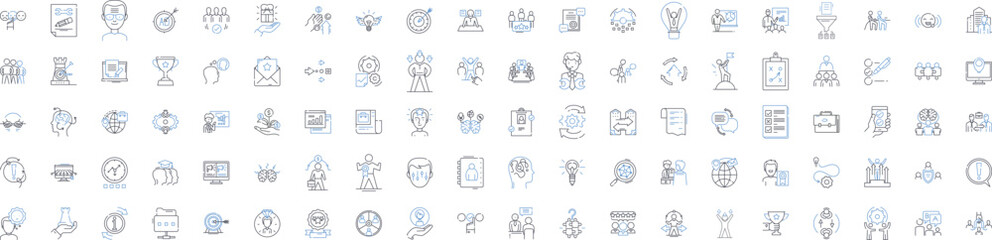 Company Success line icons collection. Growth, Profit, Innovation, Adaptability, Efficiency, Productivity, Leadership vector and linear illustration. Culture,Performance,Competitiveness Generative AI