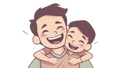  happy father embraced by his son illustration