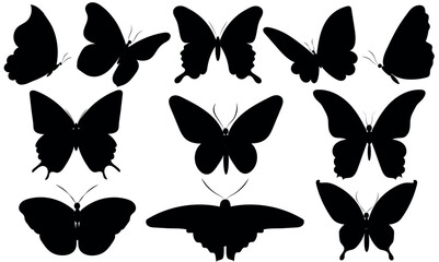 A set of beautiful butterfly silhouettes for decoration