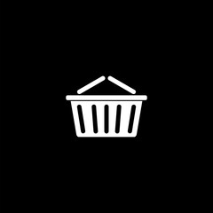  Simple illustration of hypermarket shop basket icon isolated on black background