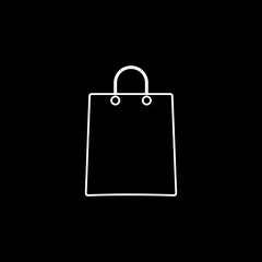 Paper shop bag icon isolated on black background